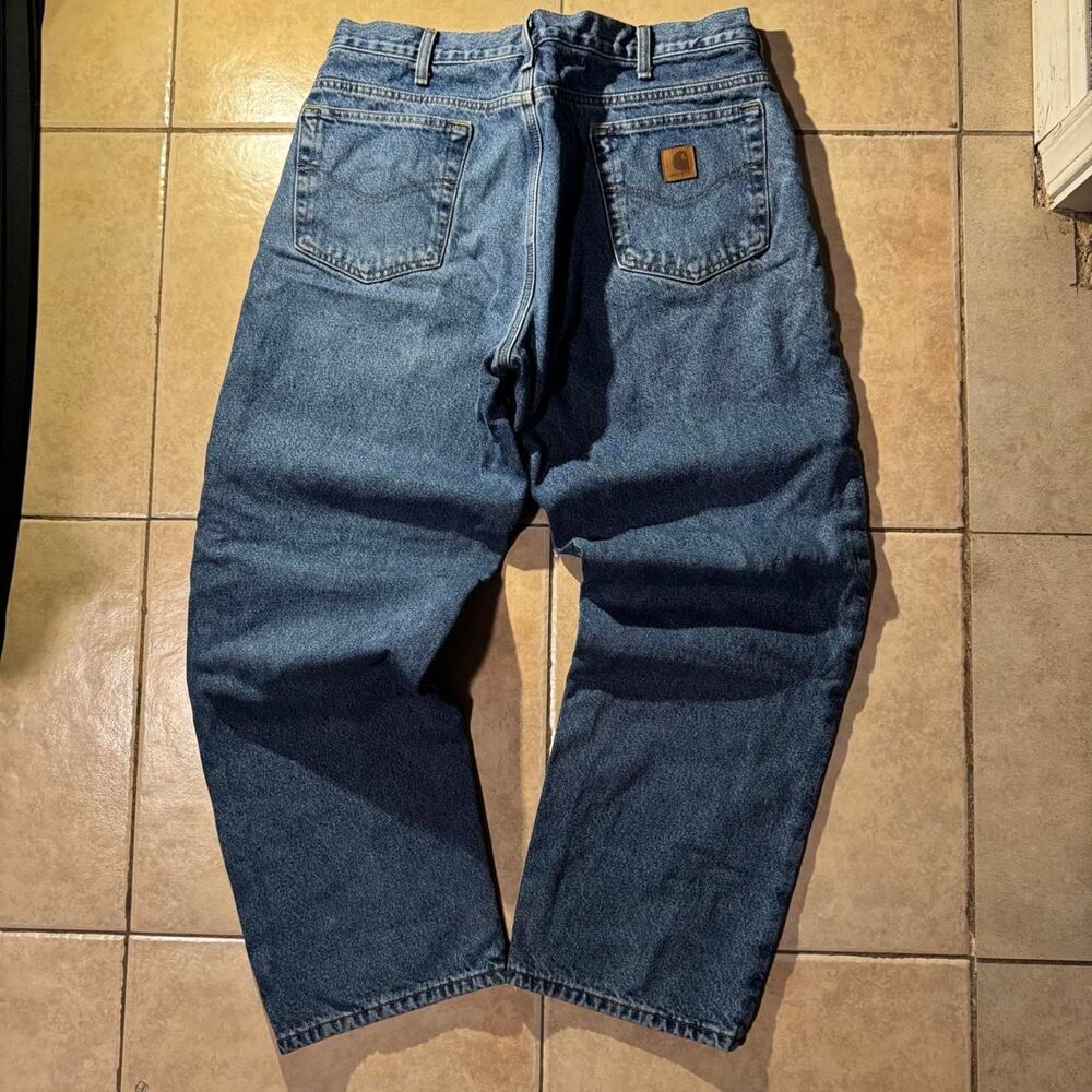 Vintage 2000s carhartt b172 dst denim flannel lined jeans Size 36 in Mens